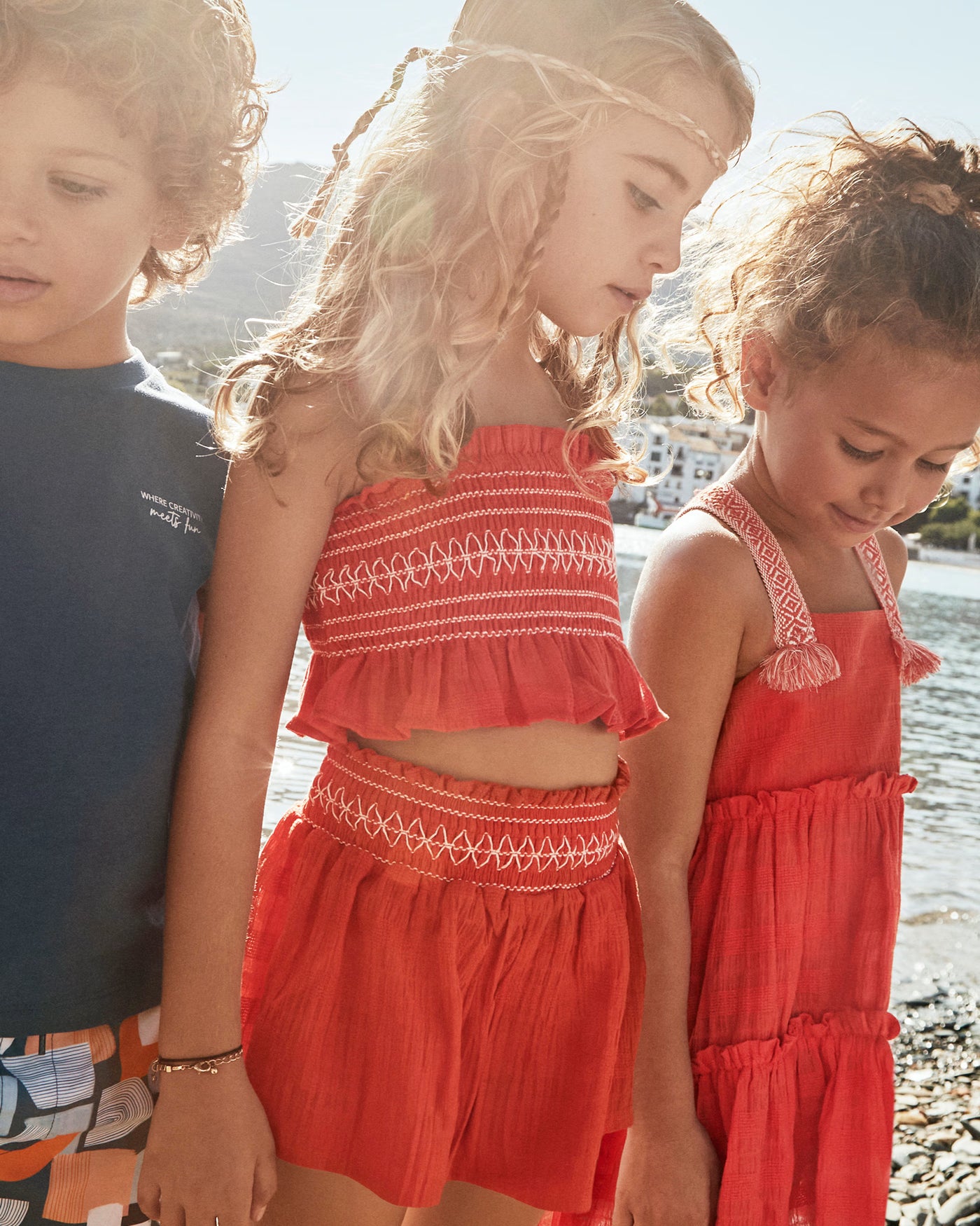 Completo shorts e top nido d'ape bambina Mayoral paprika Mayoral Arancione