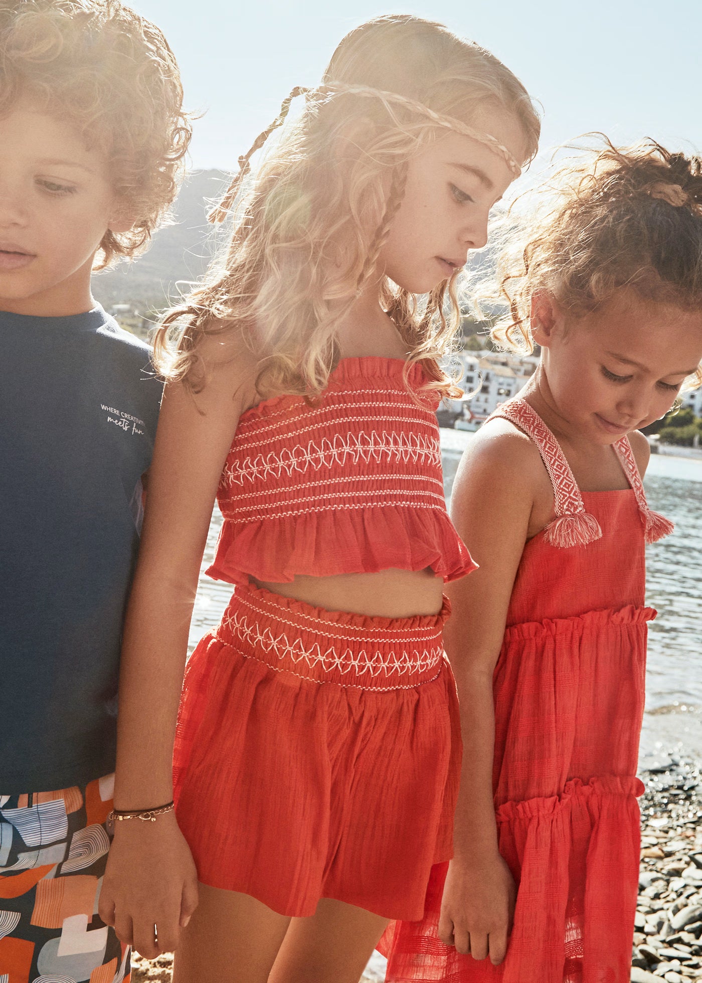 Completo shorts e top nido d'ape bambina Mayoral paprika Mayoral Arancione