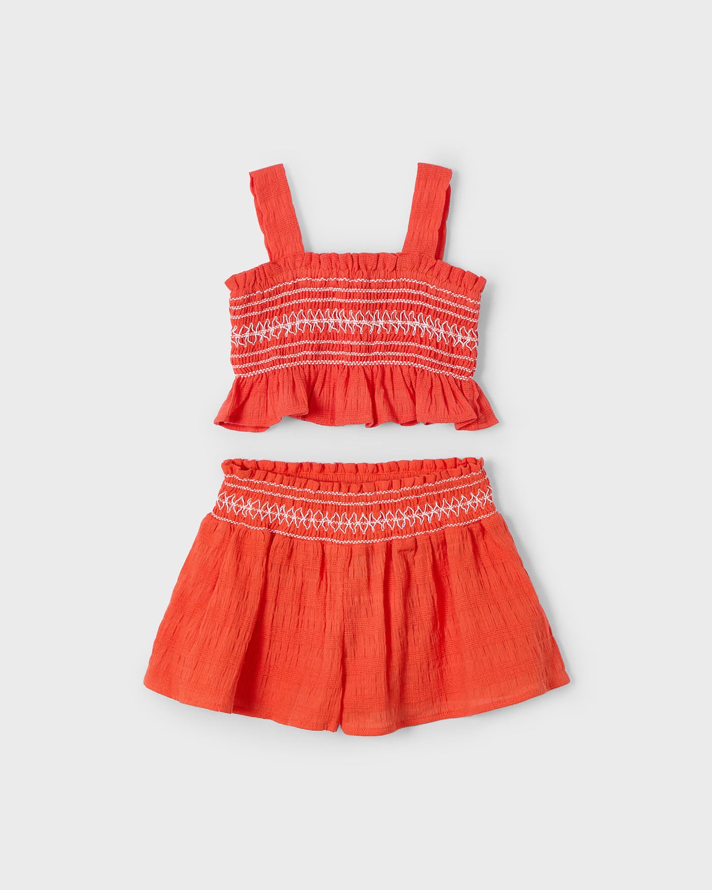 Completo shorts e top nido d'ape bambina Mayoral paprika Mayoral Arancione