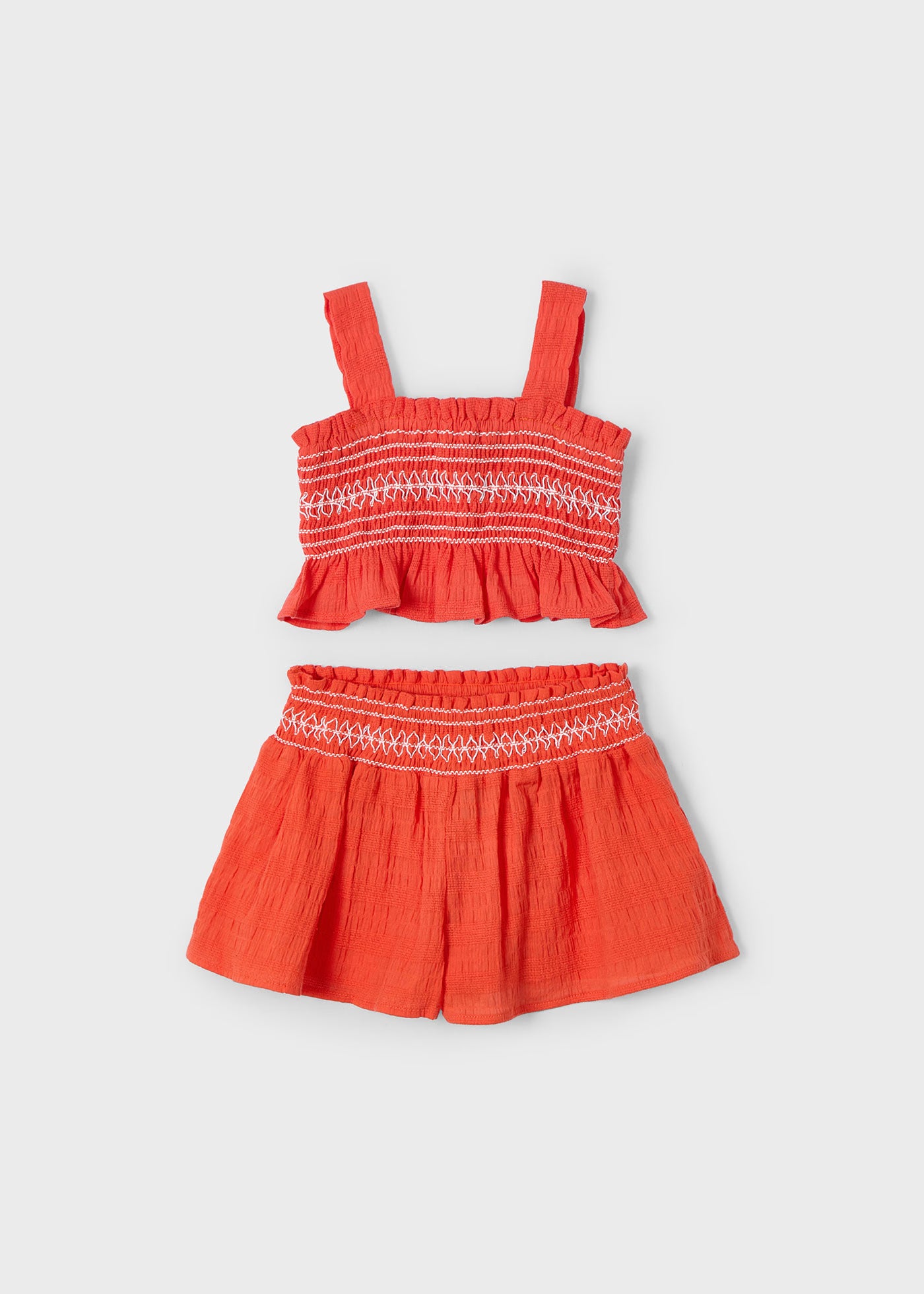 Completo shorts e top nido d'ape bambina Mayoral paprika Mayoral Arancione