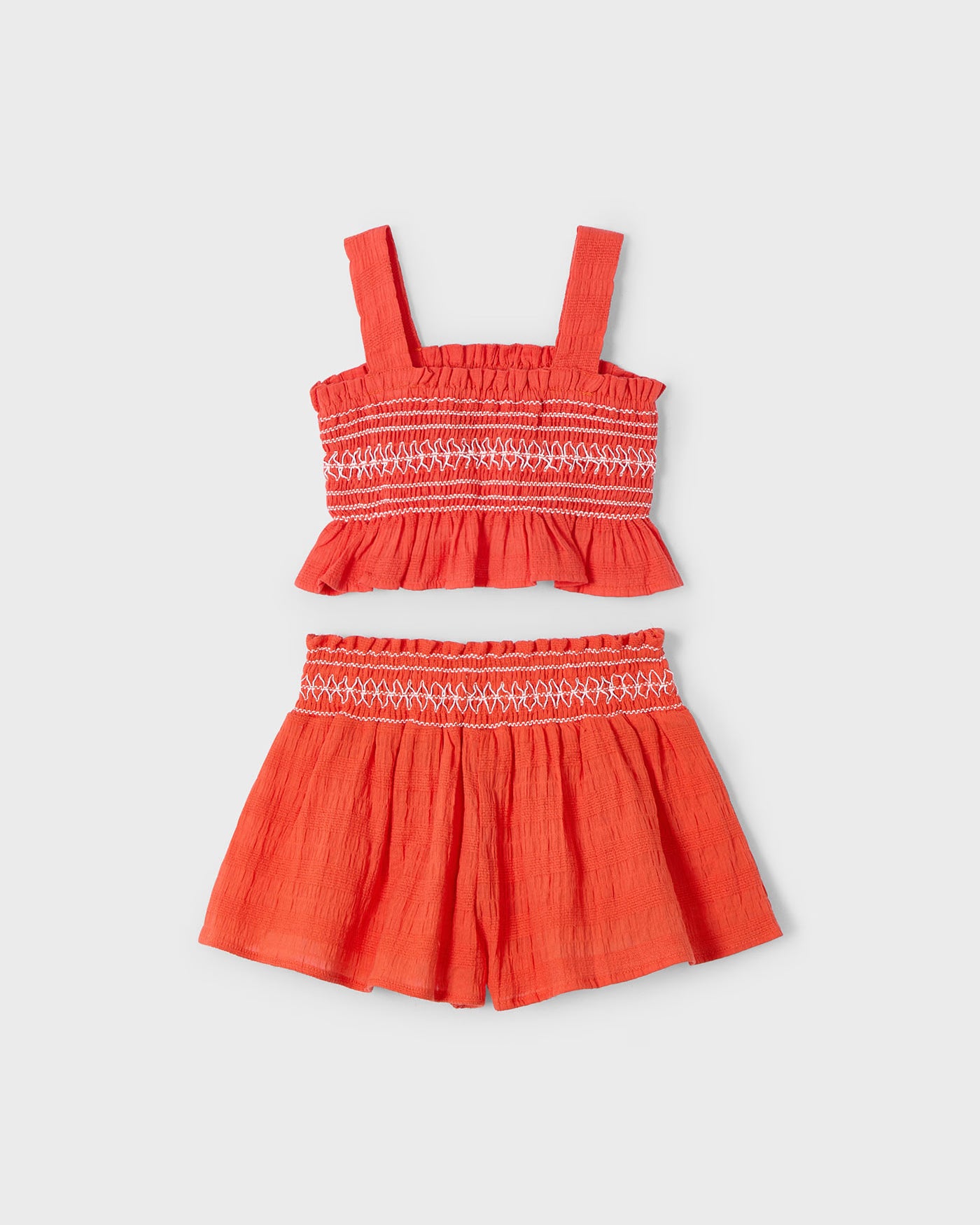 Completo shorts e top nido d'ape bambina Mayoral paprika Mayoral Arancione