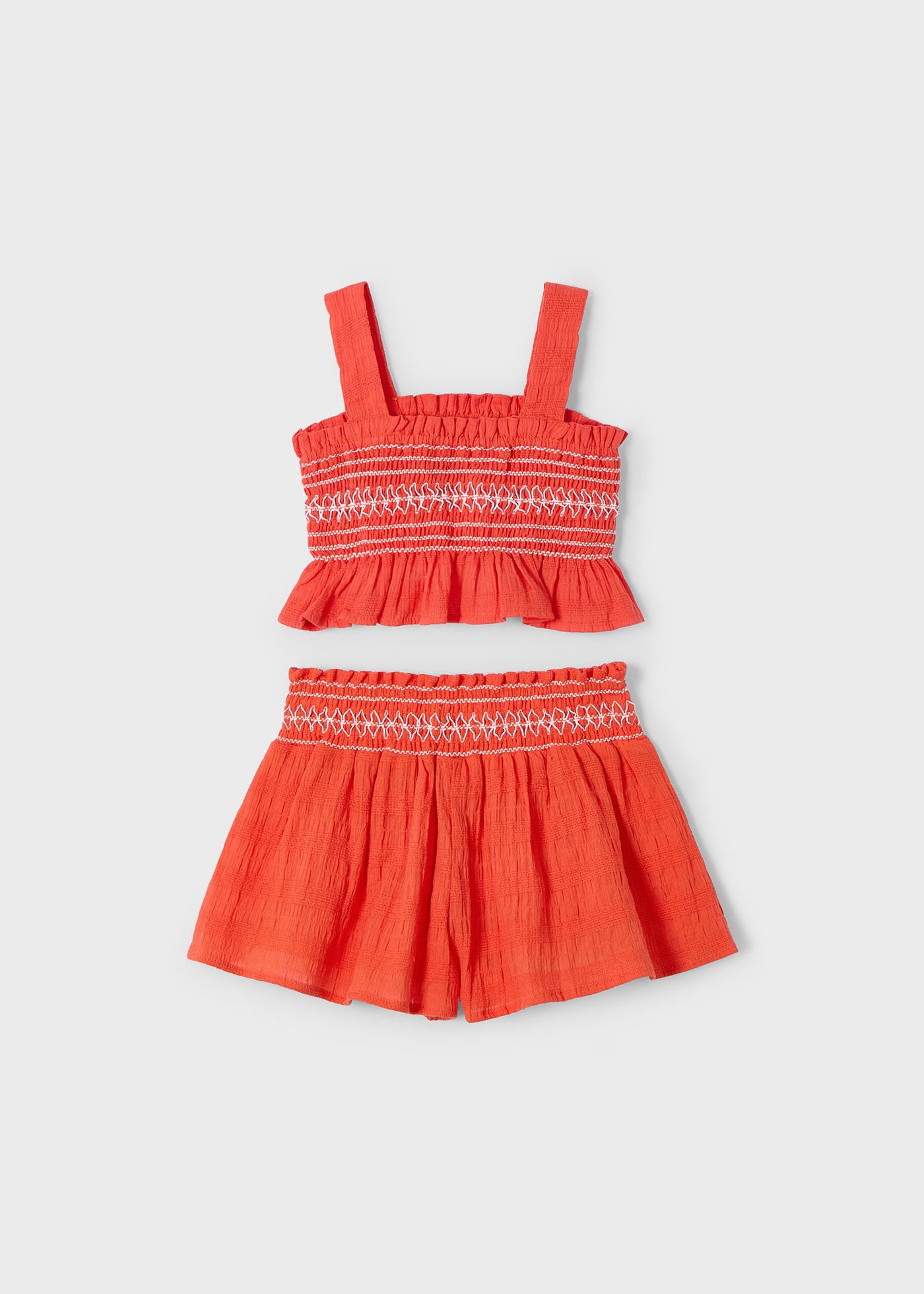 Completo shorts e top nido d'ape bambina Mayoral paprika Mayoral Arancione