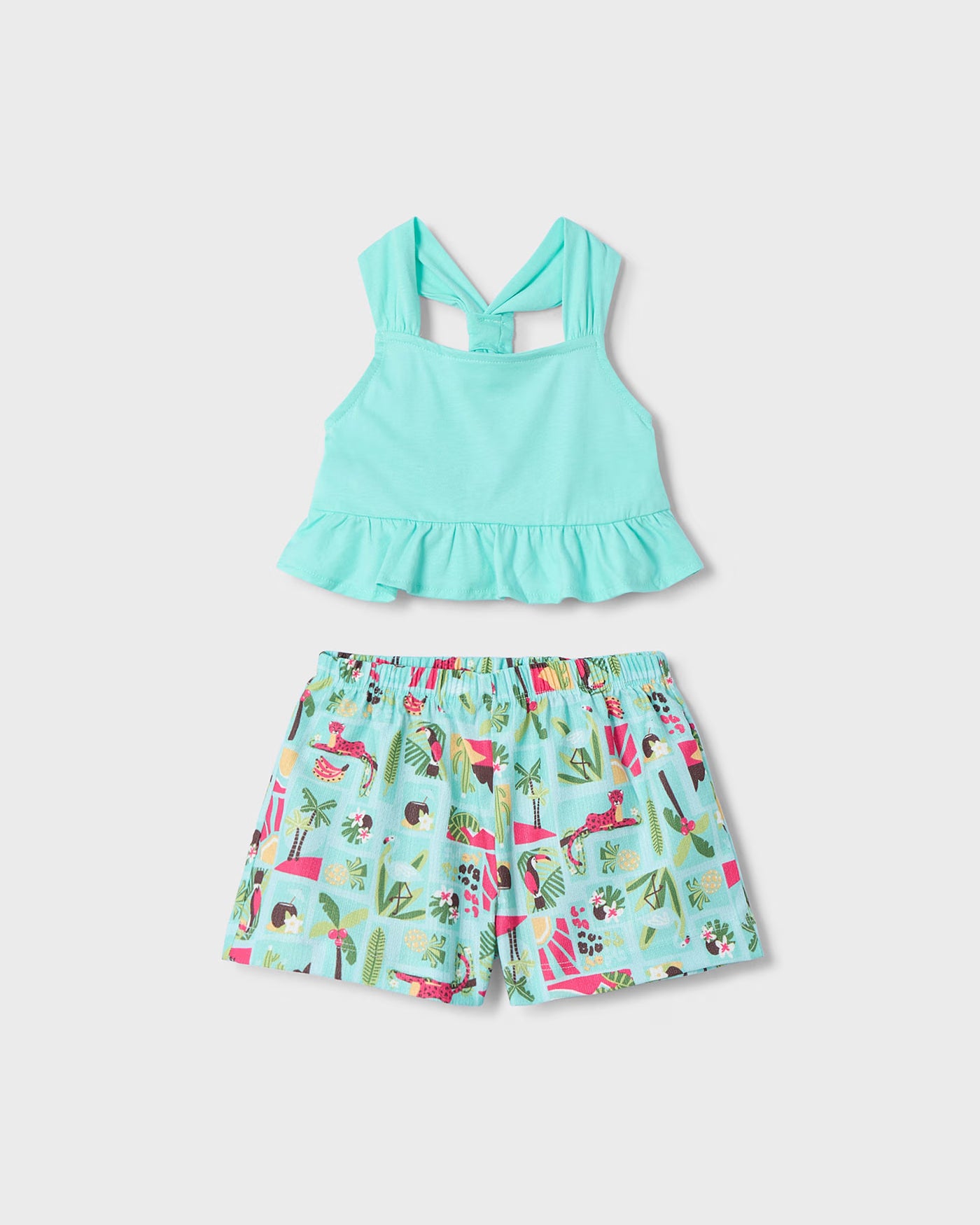 Completo shorts stampato e maglietta bambina Mayoral Jungle Acqua Mayoral 2 Anni 92cm