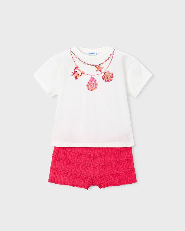 Completo shorts t-shirt bambina con volant Mayoral 2 Anni 92cm