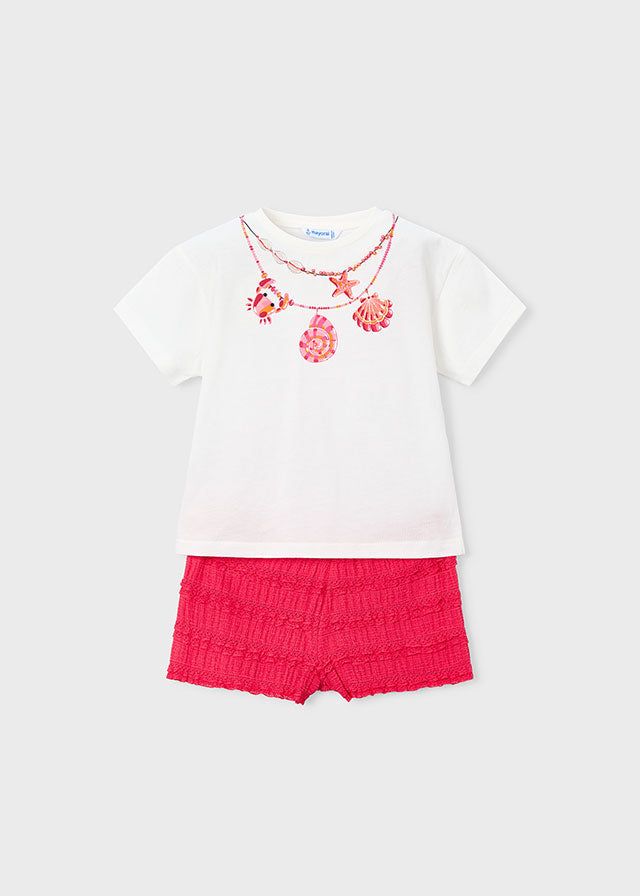 Completo shorts t-shirt bambina con volant Mayoral 2 Anni 92cm