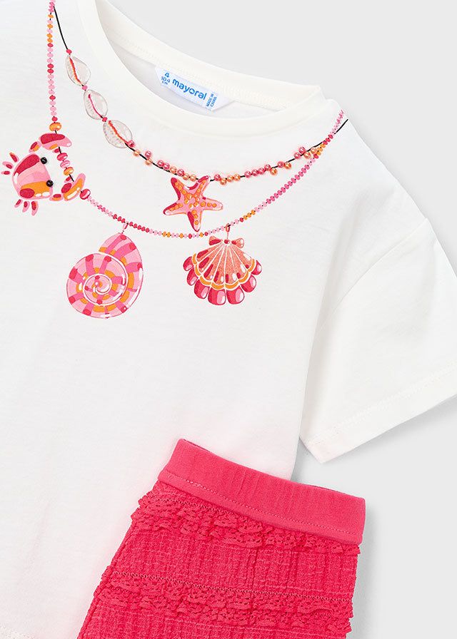 Completo shorts t-shirt bambina con volant Mayoral 2 Anni 92cm