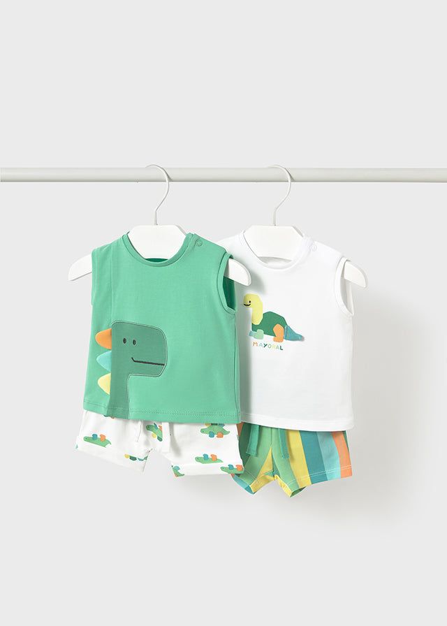 Completo smanicato neonato Newborn Dinosauro verde Mayoral Bianco