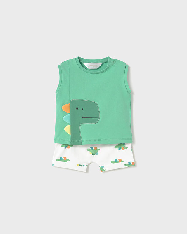 Completo smanicato neonato Newborn Dinosauro verde Mayoral Bianco