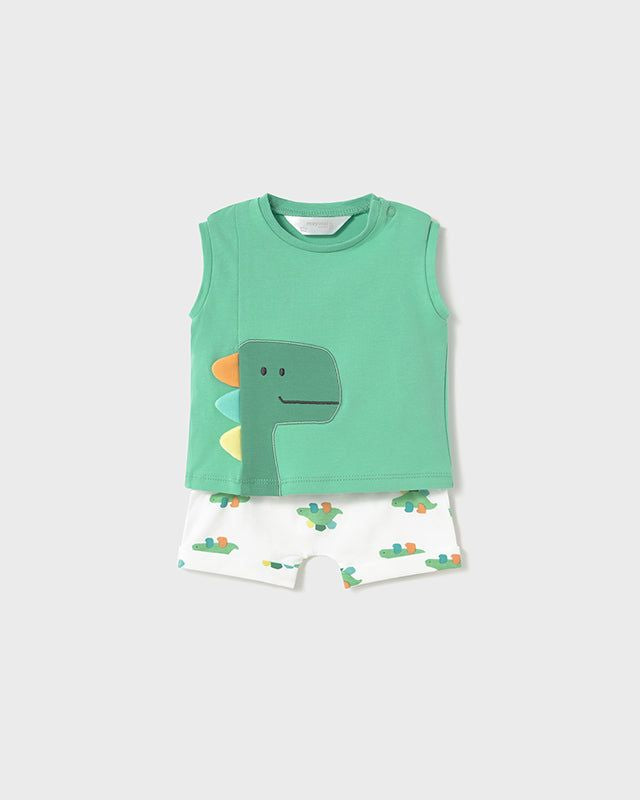 Completo smanicato neonato Newborn Dinosauro verde Mayoral Bianco