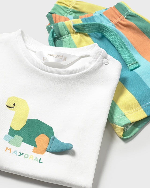 Completo smanicato neonato Newborn Dinosauro verde Mayoral Bianco