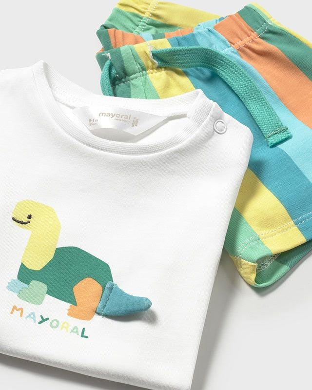 Completo smanicato neonato Newborn Dinosauro verde Mayoral Bianco