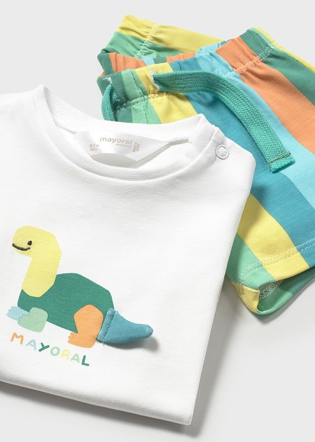 Completo smanicato neonato Newborn Dinosauro verde Mayoral Bianco