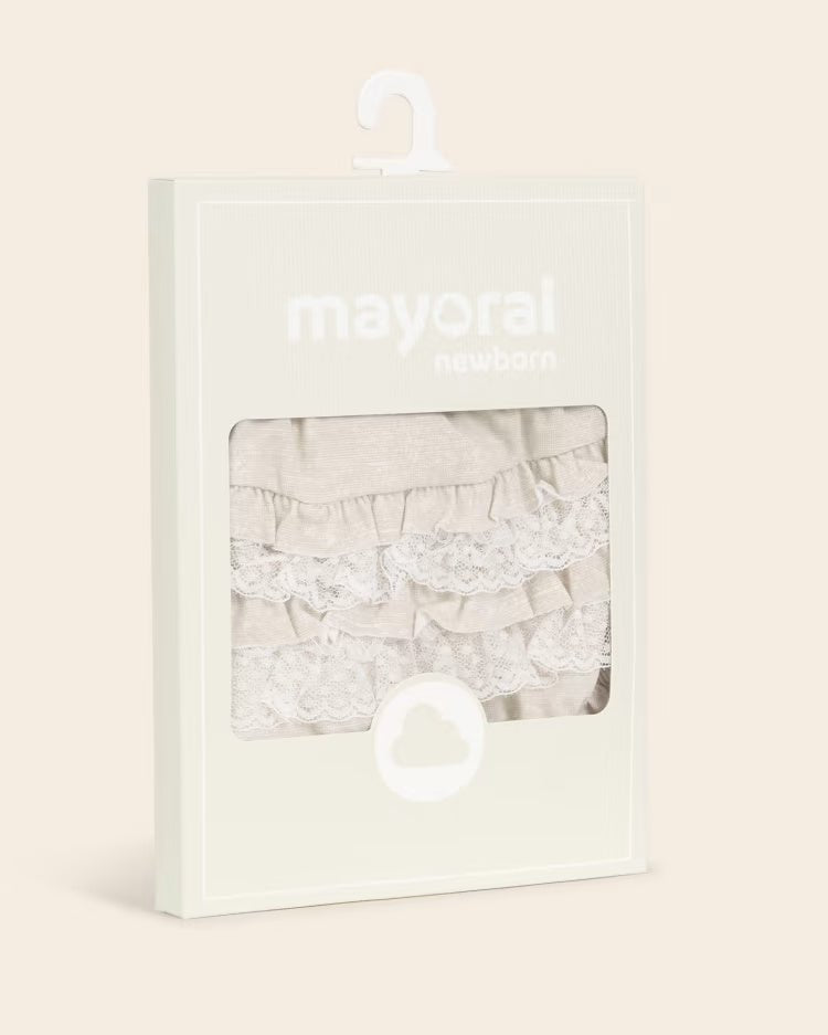 Copri pannolino con volant cotone neonata Mayoral Newborn beige - ErreGiModaBimbo