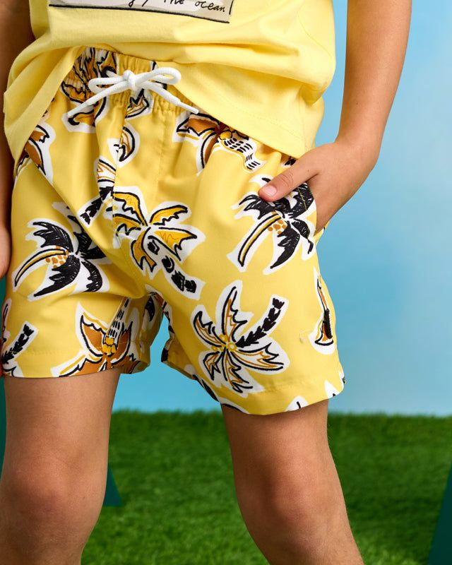 Costume bermuda bambino Mayoral giallo grafica Palme Mayoral Giallo