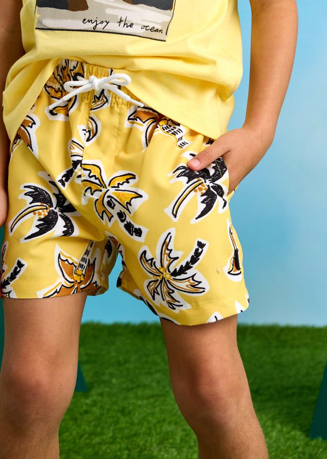 Costume bermuda bambino Mayoral giallo grafica Palme Mayoral Giallo