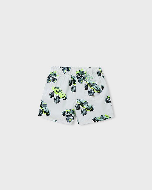Shorts bianchi con stampa monstertrack per bambini