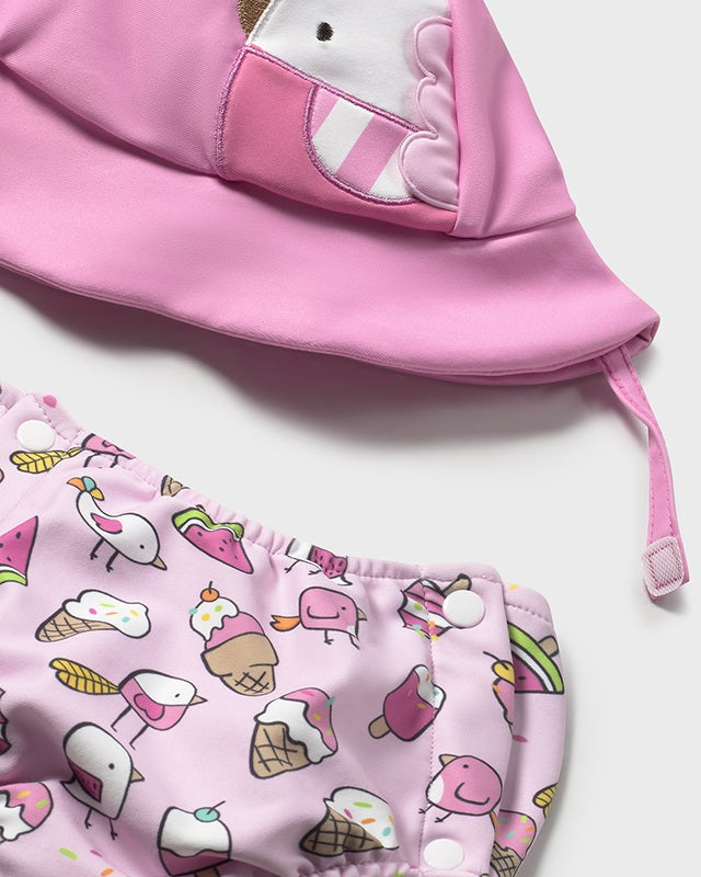 Costume con cappello con protezione solare 40+ neonata Mayoral Newborn gelati rosa Mayoral Rosa