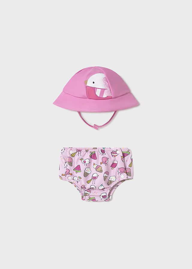 Costume con cappello con protezione solare 40+ neonata Mayoral Newborn gelati rosa Mayoral Rosa