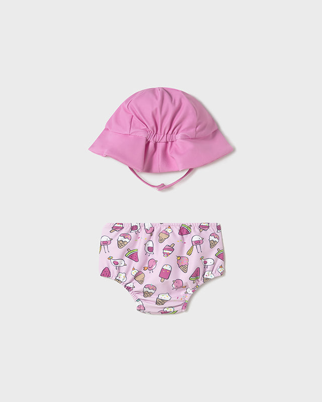 Costume con cappello con protezione solare 40+ neonata Mayoral Newborn gelati rosa Mayoral Rosa