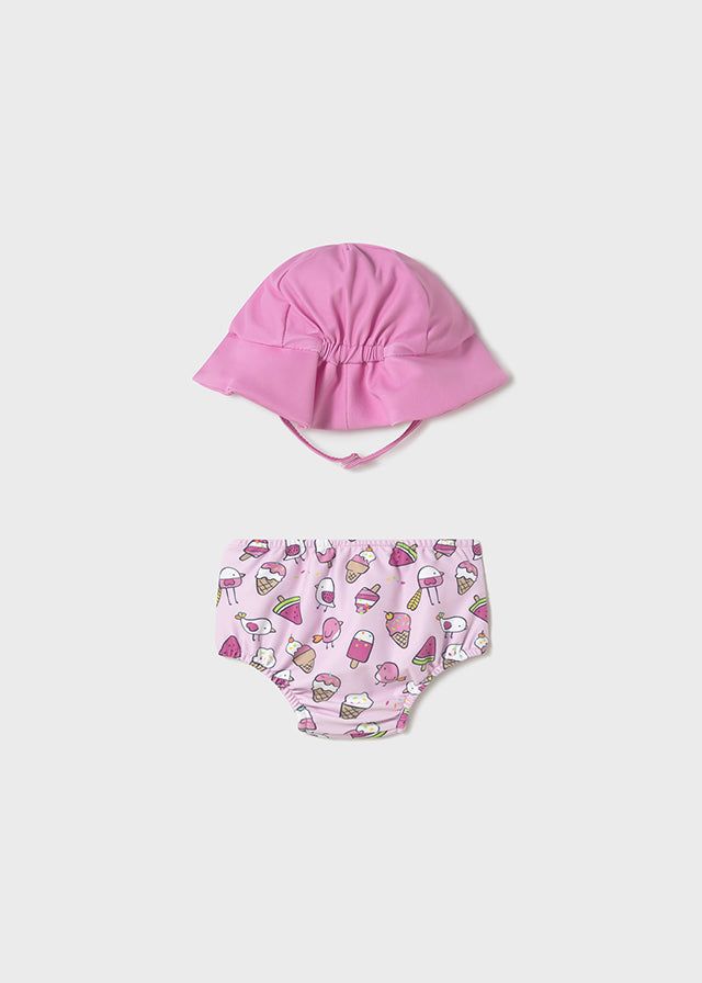 Costume con cappello con protezione solare 40+ neonata Mayoral Newborn gelati rosa Mayoral Rosa