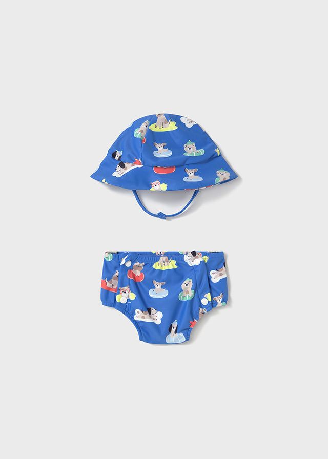 Costume con cappello con protezione solare 40+ neonato Mayoral Newborn cani blu Mayoral Blu