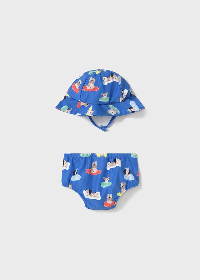 Costume con cappello con protezione solare 40+ neonato Mayoral Newborn cani blu Mayoral Blu