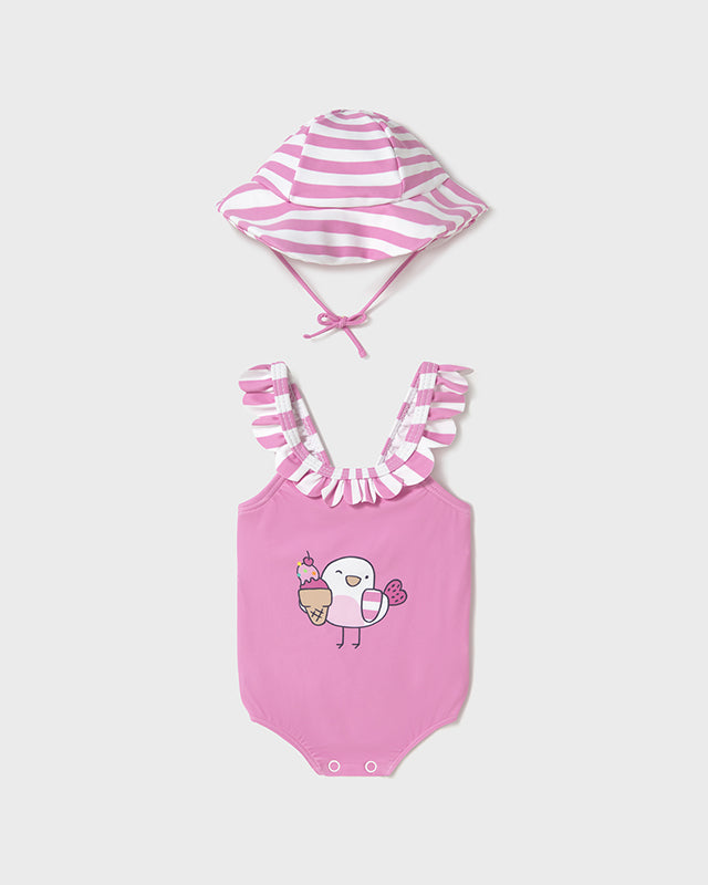 Costume con cappello protezione solare neonata Mayoral Newborn gelatorosa Mayoral Rosa