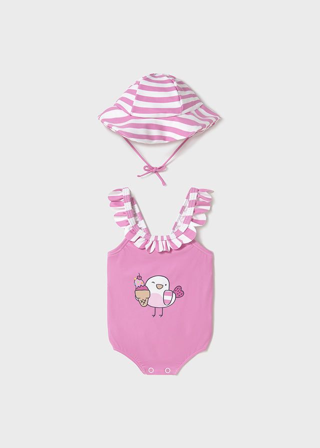 Costume con cappello protezione solare neonata Mayoral Newborn gelatorosa Mayoral Rosa