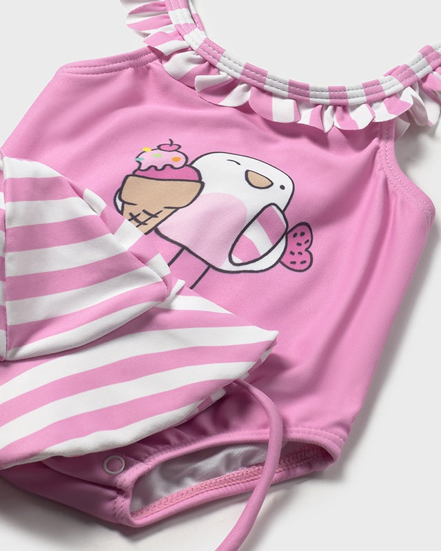 Costume con cappello protezione solare neonata Mayoral Newborn gelatorosa Mayoral Rosa