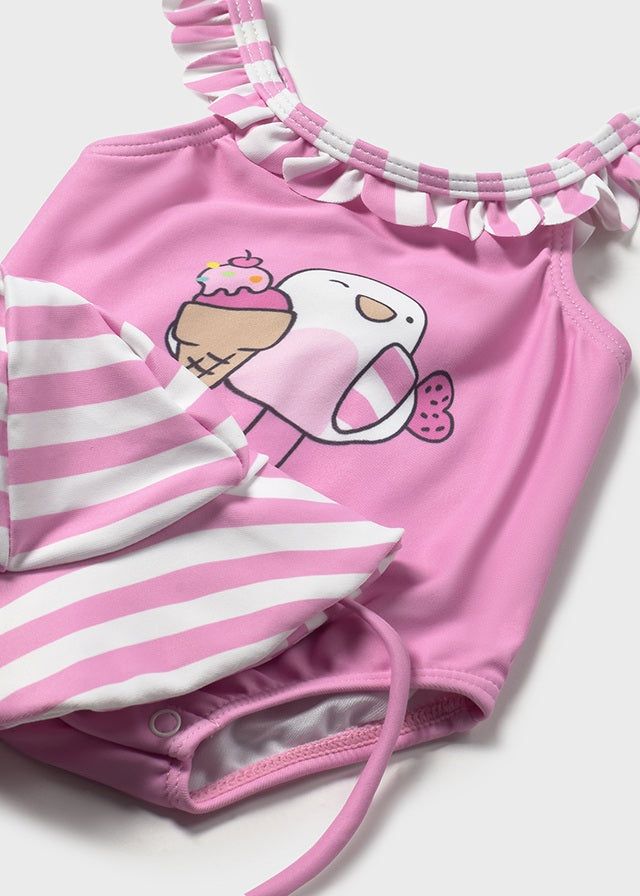 Costume con cappello protezione solare neonata Mayoral Newborn gelatorosa Mayoral Rosa
