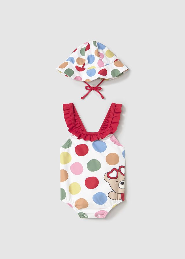 Costume con cappello protezione solare neonata Mayoral Newborn Pois colorati Mayoral Multicolore