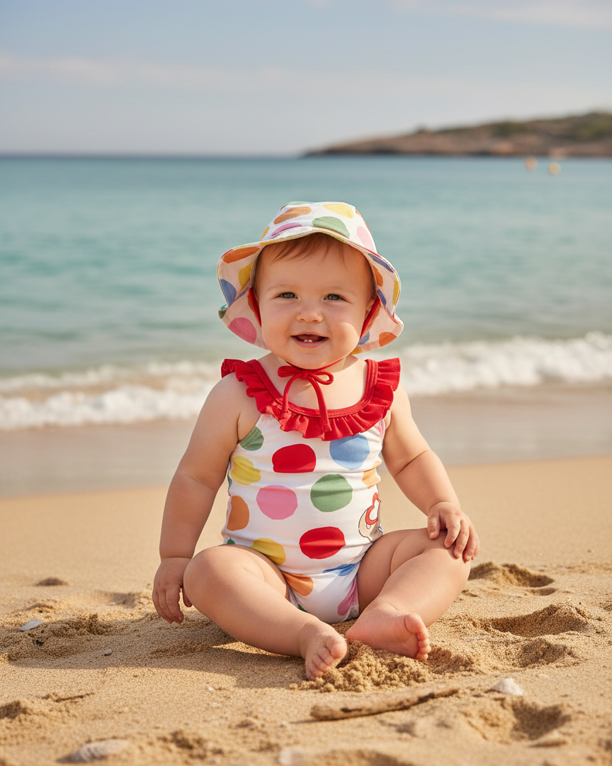 Costume con cappello protezione solare neonata Mayoral Newborn Pois colorati Mayoral Multicolore