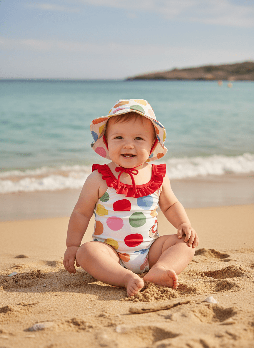 Costume con cappello protezione solare neonata Mayoral Newborn Pois colorati Mayoral Multicolore