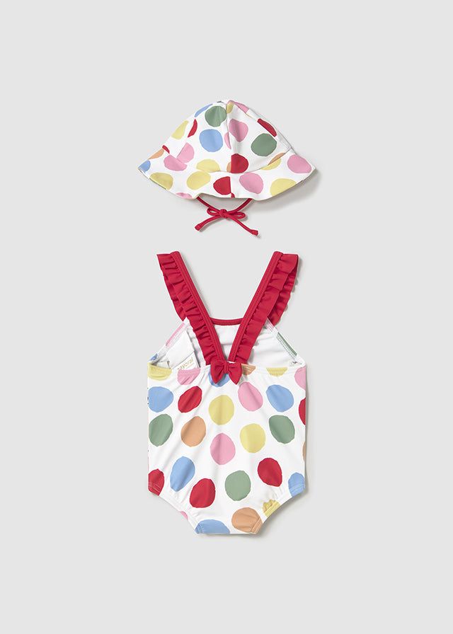 Costume con cappello protezione solare neonata Mayoral Newborn Pois colorati Mayoral Multicolore