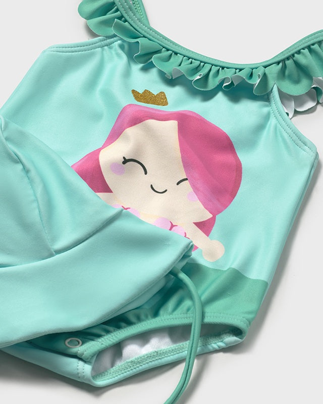 Costume con cappello protezione solare neonata Mayoral Newborn Sirena acqua Mayoral Acqua