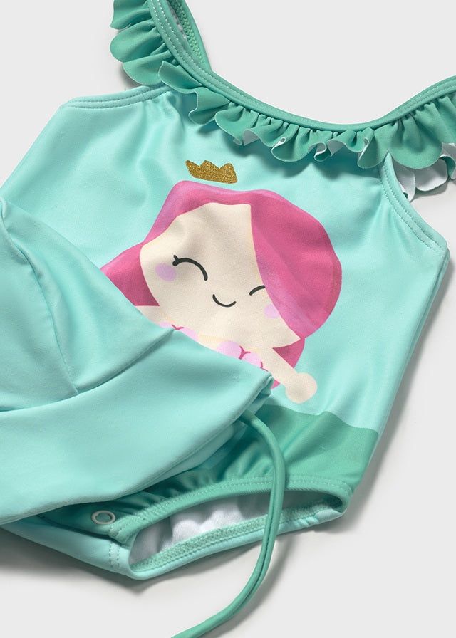 Costume con cappello protezione solare neonata Mayoral Newborn Sirena acqua Mayoral Acqua