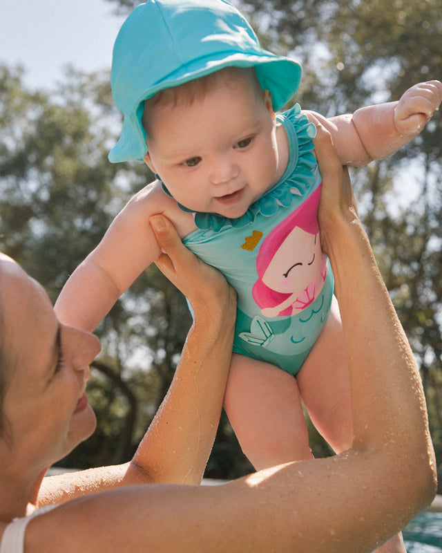 Costume con cappello protezione solare neonata Mayoral Newborn Sirena acqua Mayoral Acqua
