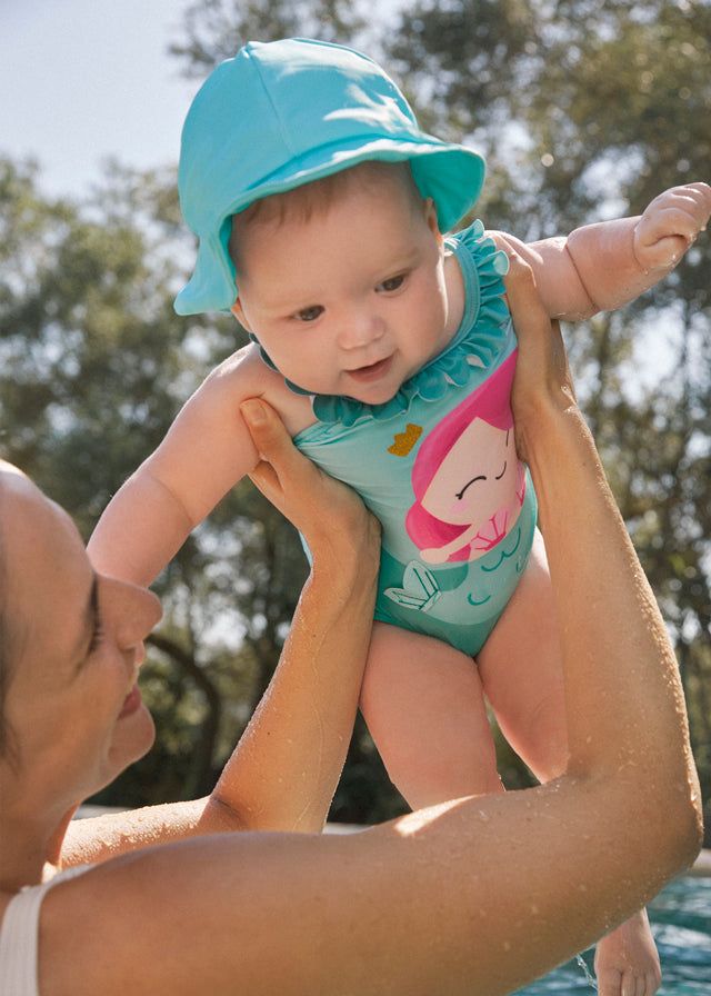 Costume con cappello protezione solare neonata Mayoral Newborn Sirena acqua Mayoral Acqua