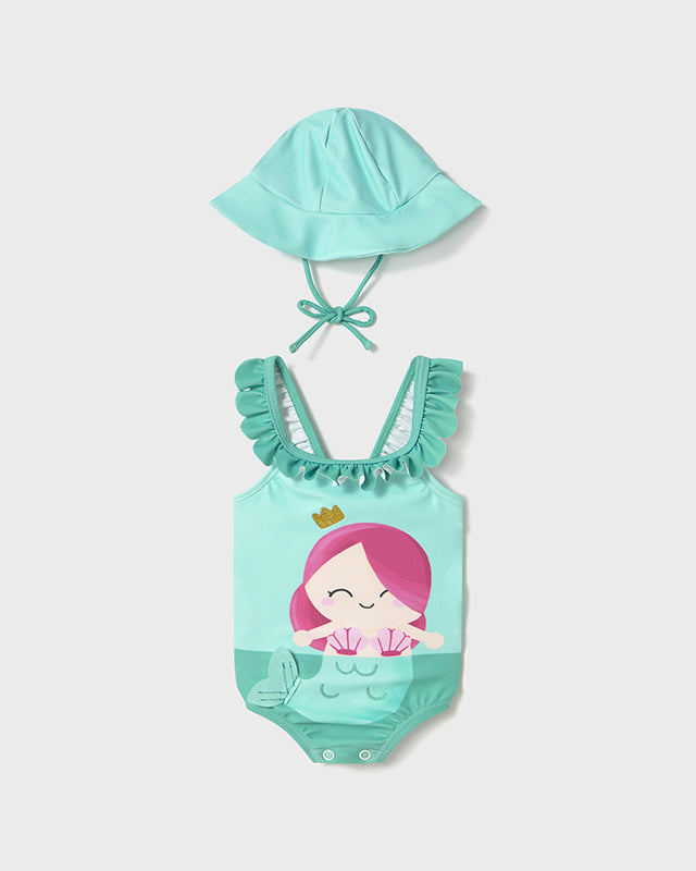 Costume con cappello protezione solare neonata Mayoral Newborn Sirena acqua Mayoral Acqua