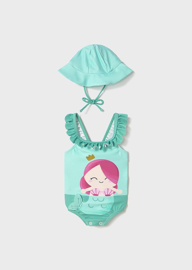 Costume con cappello protezione solare neonata Mayoral Newborn Sirena acqua Mayoral Acqua