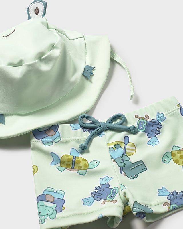 Costume da bagno 3 pezzi maglietta protezione solare neonato Mayoral Newborn animali verde Mayoral 0-1 Mesi 55cm