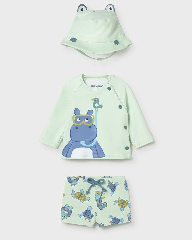 Costume da bagno 3 pezzi maglietta protezione solare neonato Mayoral Newborn animali verde Mayoral 0-1 Mesi 55cm