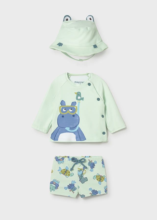 Costume da bagno 3 pezzi maglietta protezione solare neonato Mayoral Newborn animali verde Mayoral 0-1 Mesi 55cm