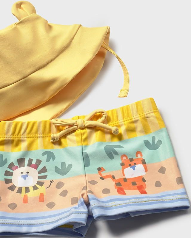 Costume da bagno 3 pezzi maglietta protezione solare neonato Mayoral Newborn safari giallo Mayoral 0-1 Mesi 55cm