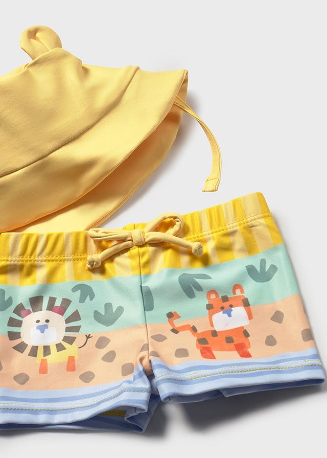 Costume da bagno 3 pezzi maglietta protezione solare neonato Mayoral Newborn safari giallo Mayoral 0-1 Mesi 55cm