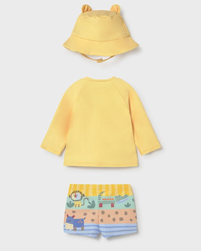 Costume da bagno 3 pezzi maglietta protezione solare neonato Mayoral Newborn safari giallo Mayoral 0-1 Mesi 55cm