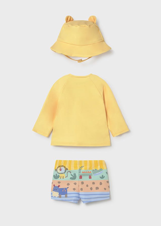 Costume da bagno 3 pezzi maglietta protezione solare neonato Mayoral Newborn safari giallo Mayoral 0-1 Mesi 55cm