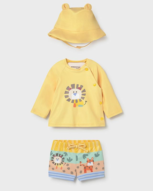 Costume da bagno 3 pezzi maglietta protezione solare neonato Mayoral Newborn safari giallo Mayoral 0-1 Mesi 55cm