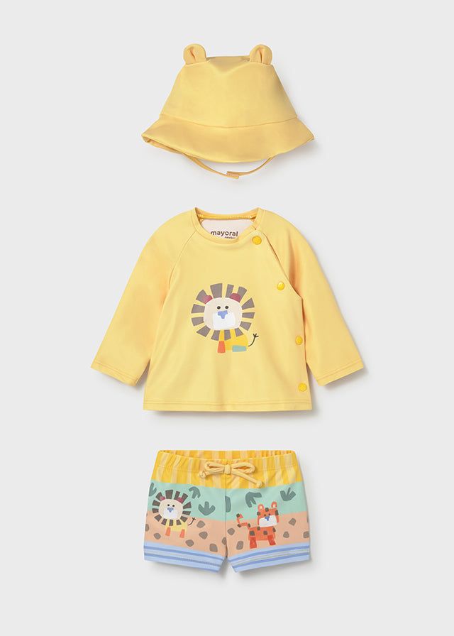 Costume da bagno 3 pezzi maglietta protezione solare neonato Mayoral Newborn safari giallo Mayoral 0-1 Mesi 55cm