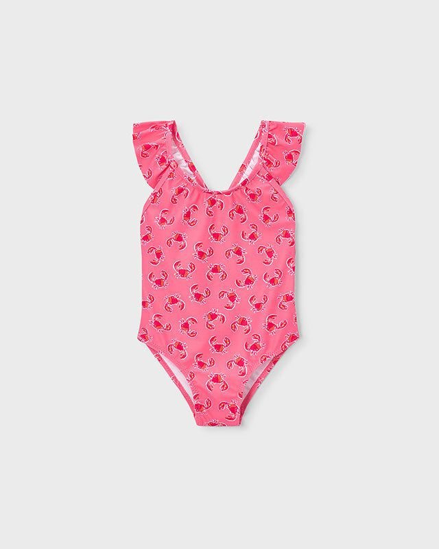 Costume bagno intero bambina Mayoral geranio con stampa di granchi